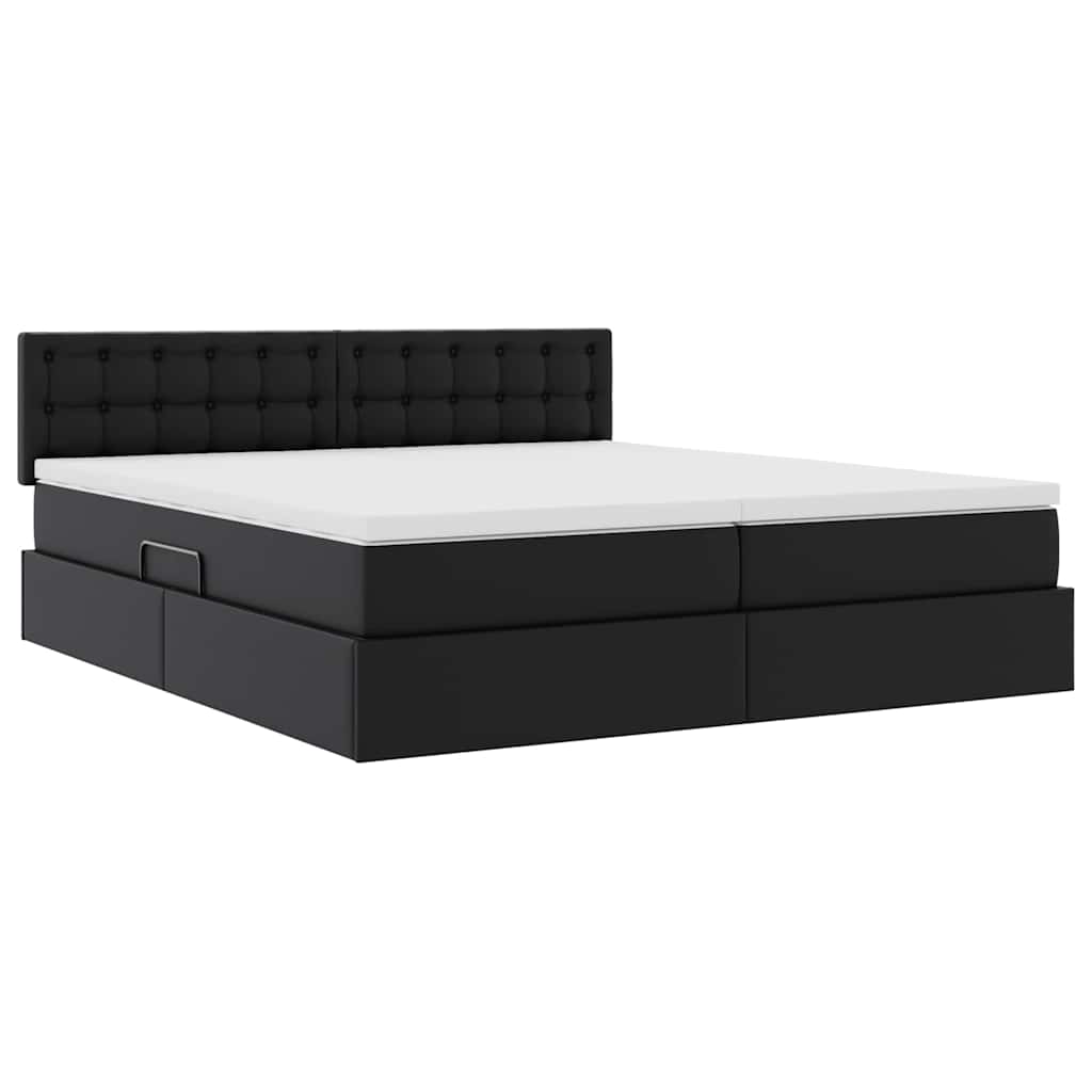 Letto con Contenitore Nero 180 x 200 cm Pelle Sintetica