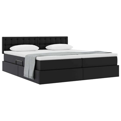 Letto con Contenitore Nero 180 x 200 cm Pelle Sintetica