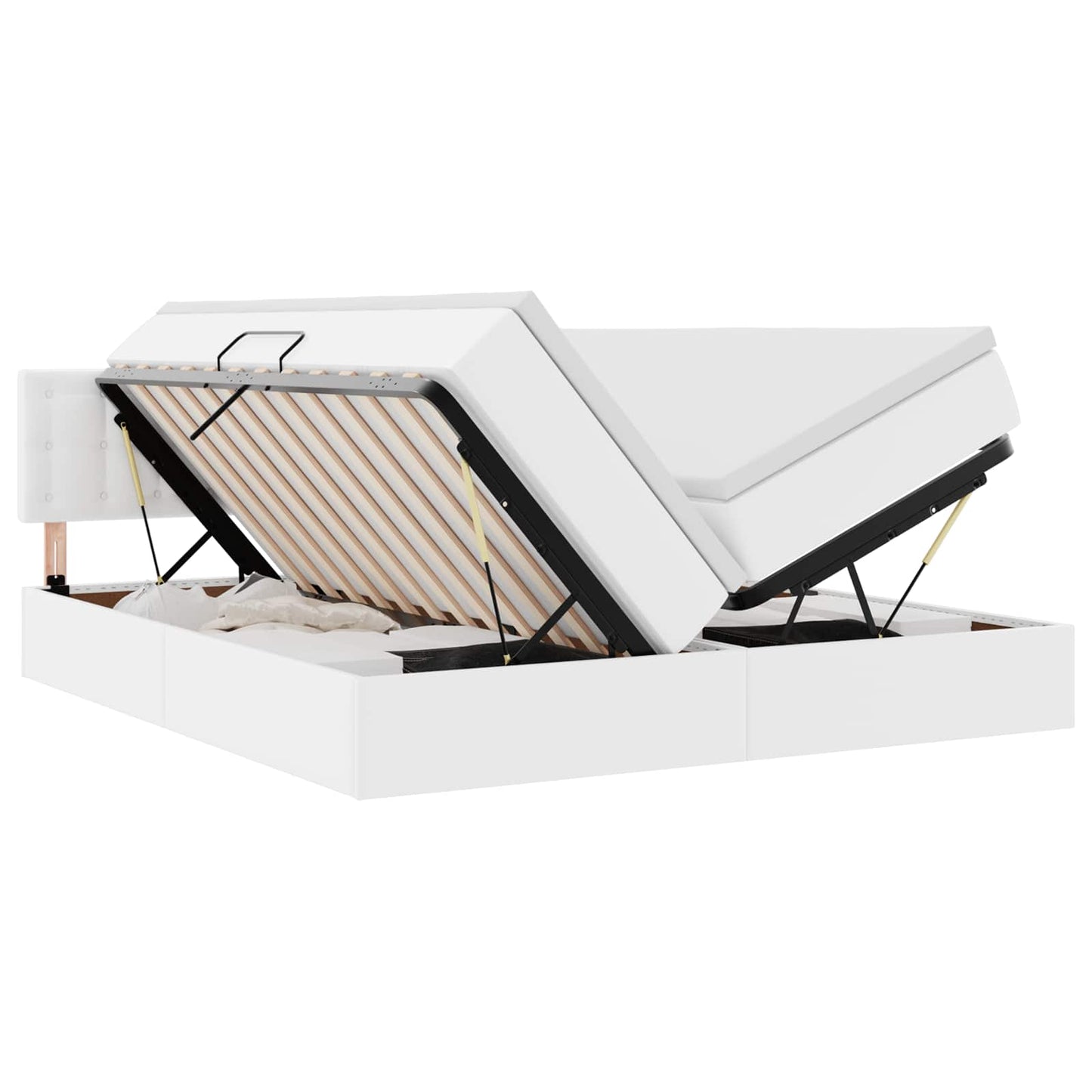 Letto con Contenitore Bianco Puro 180 x 200 cm Pelle Sintetica