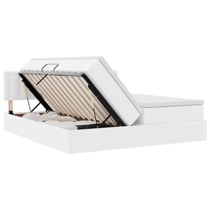 Letto con Contenitore Bianco Puro 180 x 200 cm Pelle Sintetica