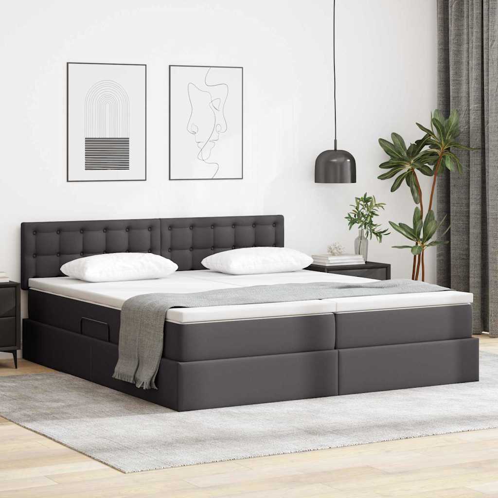 Letto con Contenitore Grigio 180 x 200 cm Pelle Sintetica | homemem39