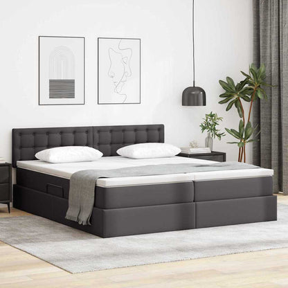 Letto con Contenitore Grigio 180 x 200 cm Pelle Sintetica | homemem39