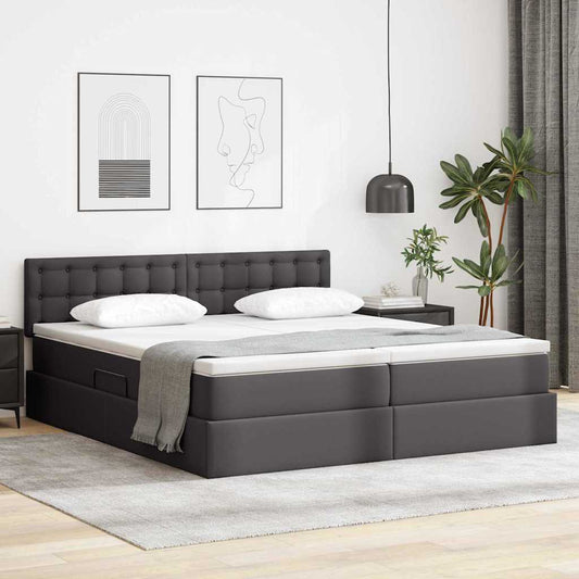 Letto con Contenitore Grigio 180 x 200 cm Pelle Sintetica | homemem39