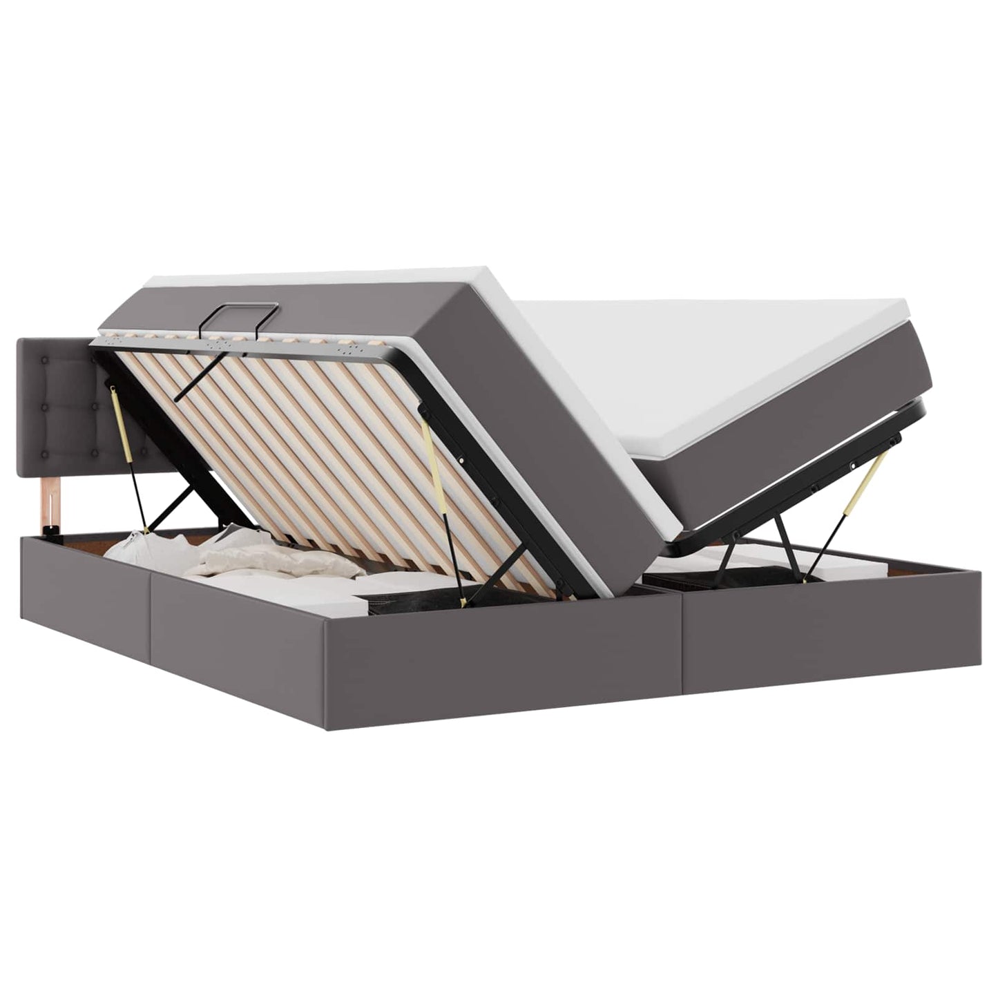 Letto con Contenitore Grigio 180 x 200 cm Pelle Sintetica | homemem39
