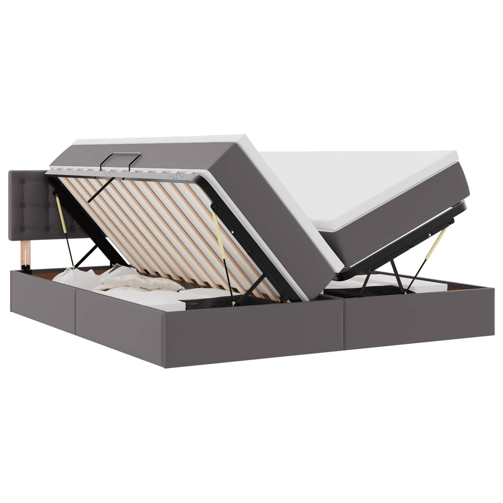 Letto con Contenitore Grigio 180 x 200 cm Pelle Sintetica | homemem39