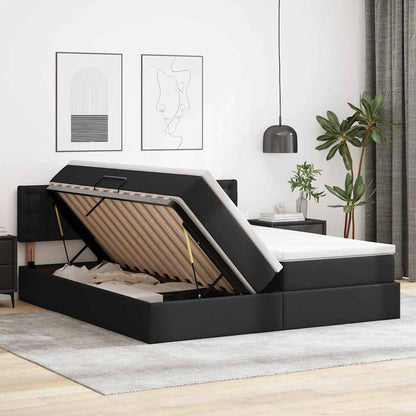 Letto con Contenitore Nero 200 x 200 cm Pelle Sintetica | homemem39
