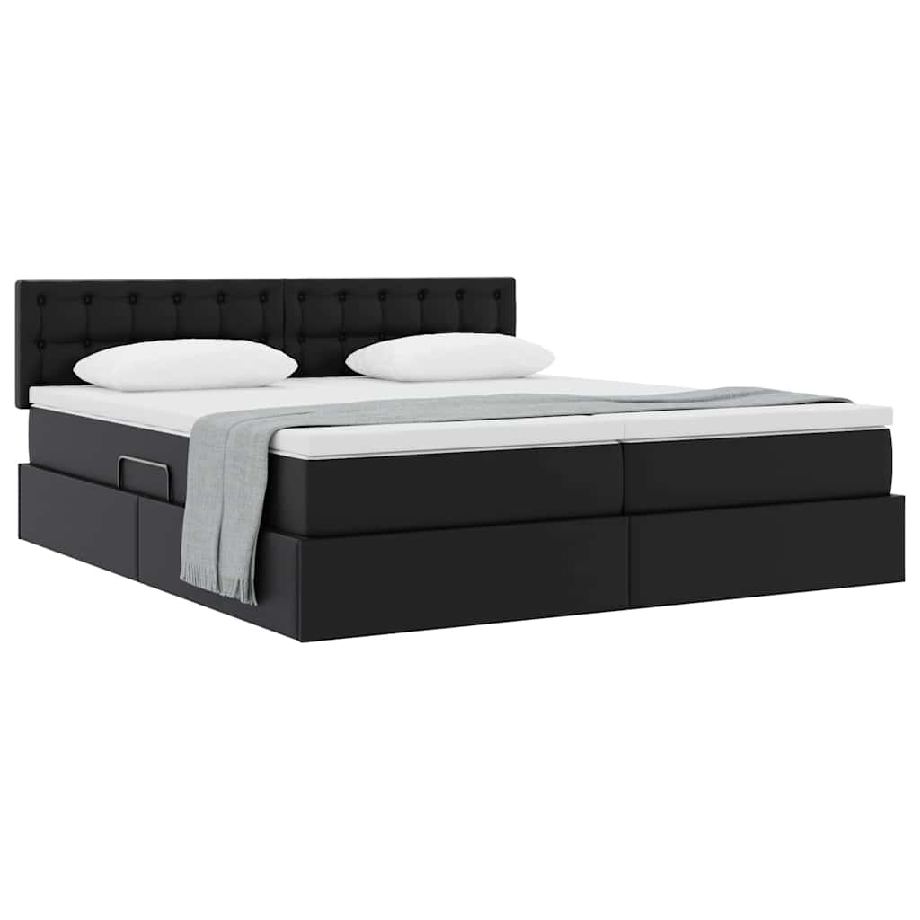 Letto con Contenitore Nero 200 x 200 cm Pelle Sintetica | homemem39