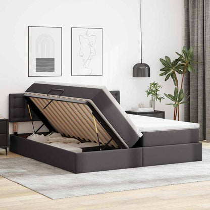 Letto con Contenitore Grigio 200 x 200 cm Pelle Sintetica | homemem39