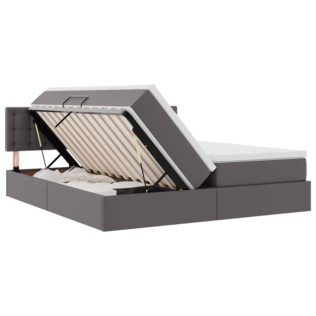 Letto con Contenitore Grigio 200 x 200 cm Pelle Sintetica | homemem39