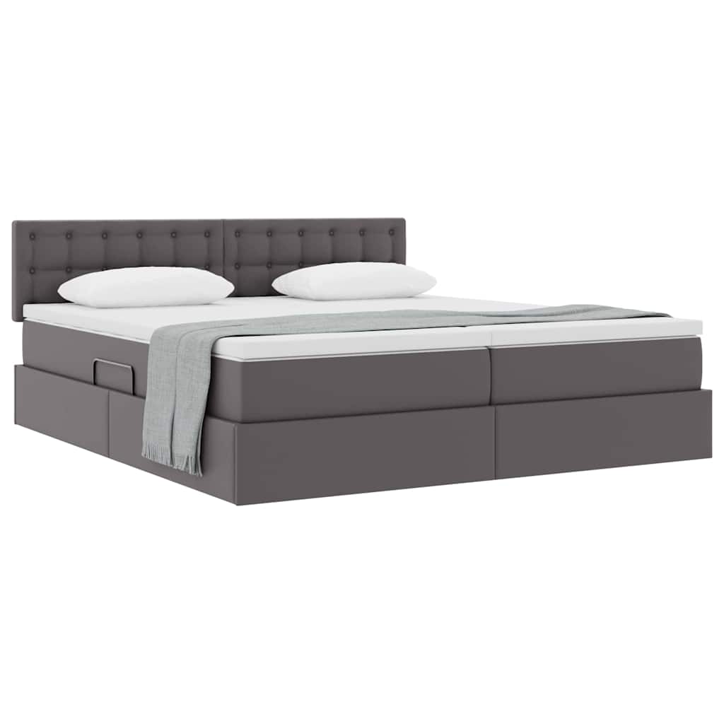Letto con Contenitore Grigio 200 x 200 cm Pelle Sintetica | homemem39