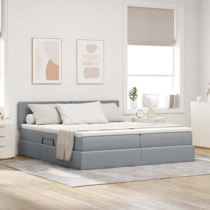 Letto con Contenitore con materasso Grigio chiaro 180 x 200 cm