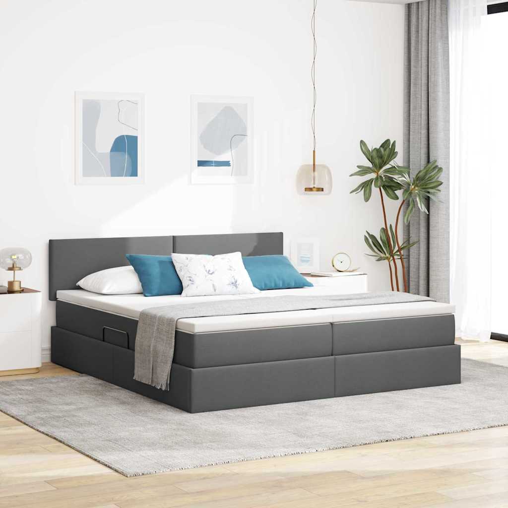 Letto con Contenitore Grigio scuro 180 x 200 cm Pelle Sintetica | homemem39