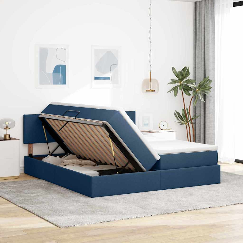 Letto con Contenitore Blu 180 x 200 cm Pelle Sintetica | homemem39