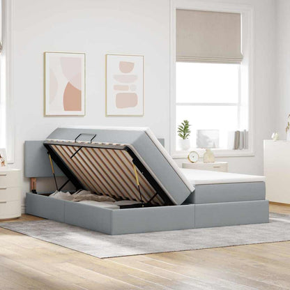 Letto con Contenitore con materasso Grigio chiaro 200 x 200 cm | homemem39