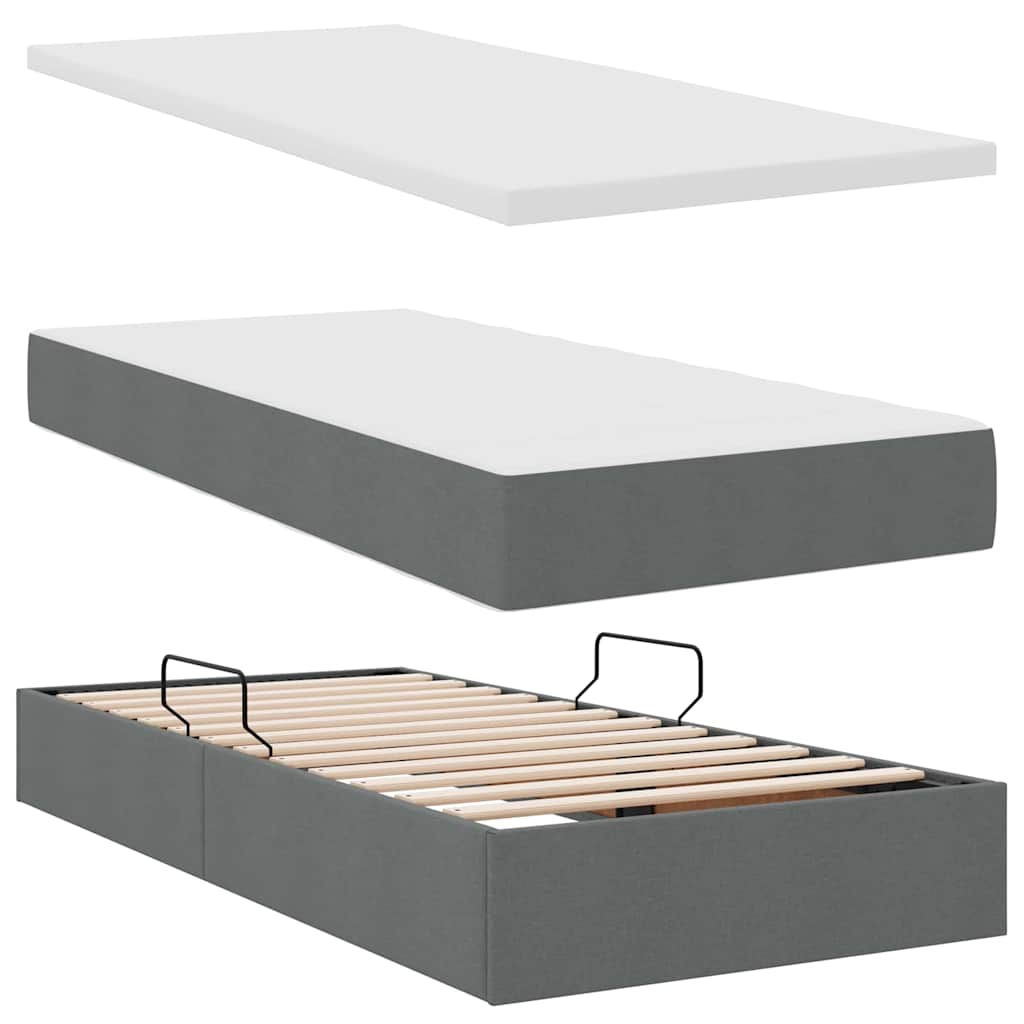 Letto con Contenitore Grigio scuro 200 x 200 cm Pelle Sintetica | homemem39