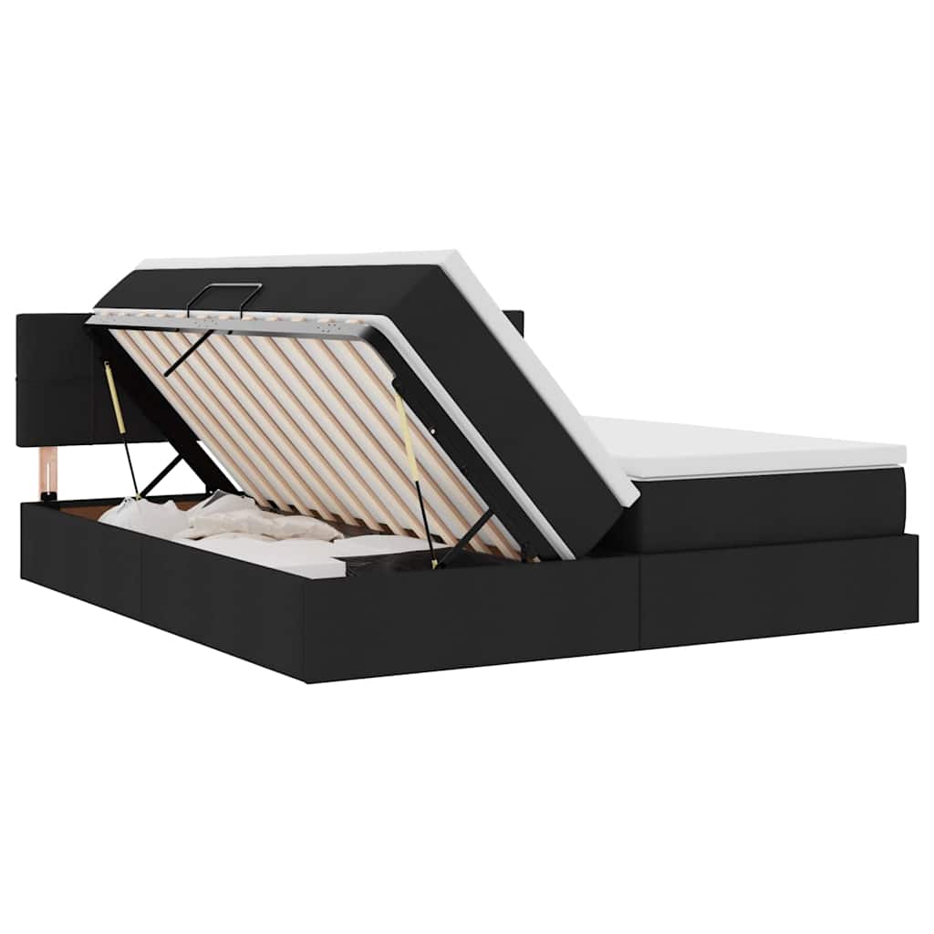 Letto con Contenitore Nero 180 x 200 cm Pelle Sintetica | homemem39