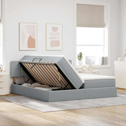 Letto con Contenitore con materasso Grigio chiaro 200 x 200 cm | homemem39