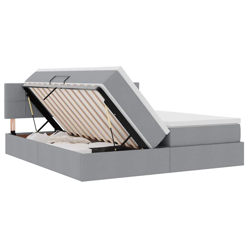 Letto con Contenitore con materasso Grigio chiaro 200 x 200 cm | homemem39