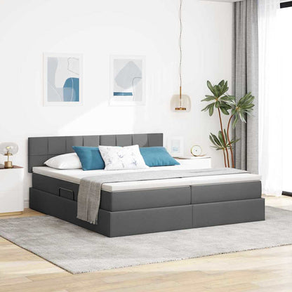 Letto con Contenitore Grigio scuro 200 x 200 cm Pelle Sintetica | homemem39