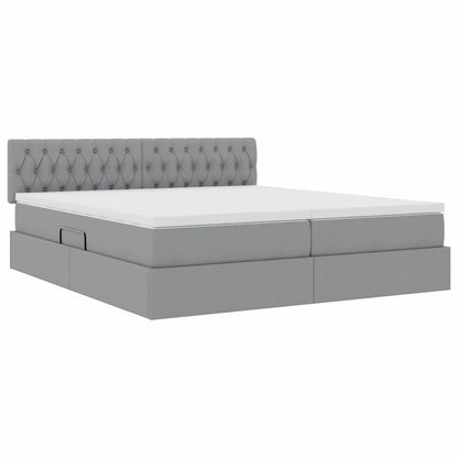 Letto con Contenitore con materasso Grigio chiaro 200 x 200 cm | homemem39