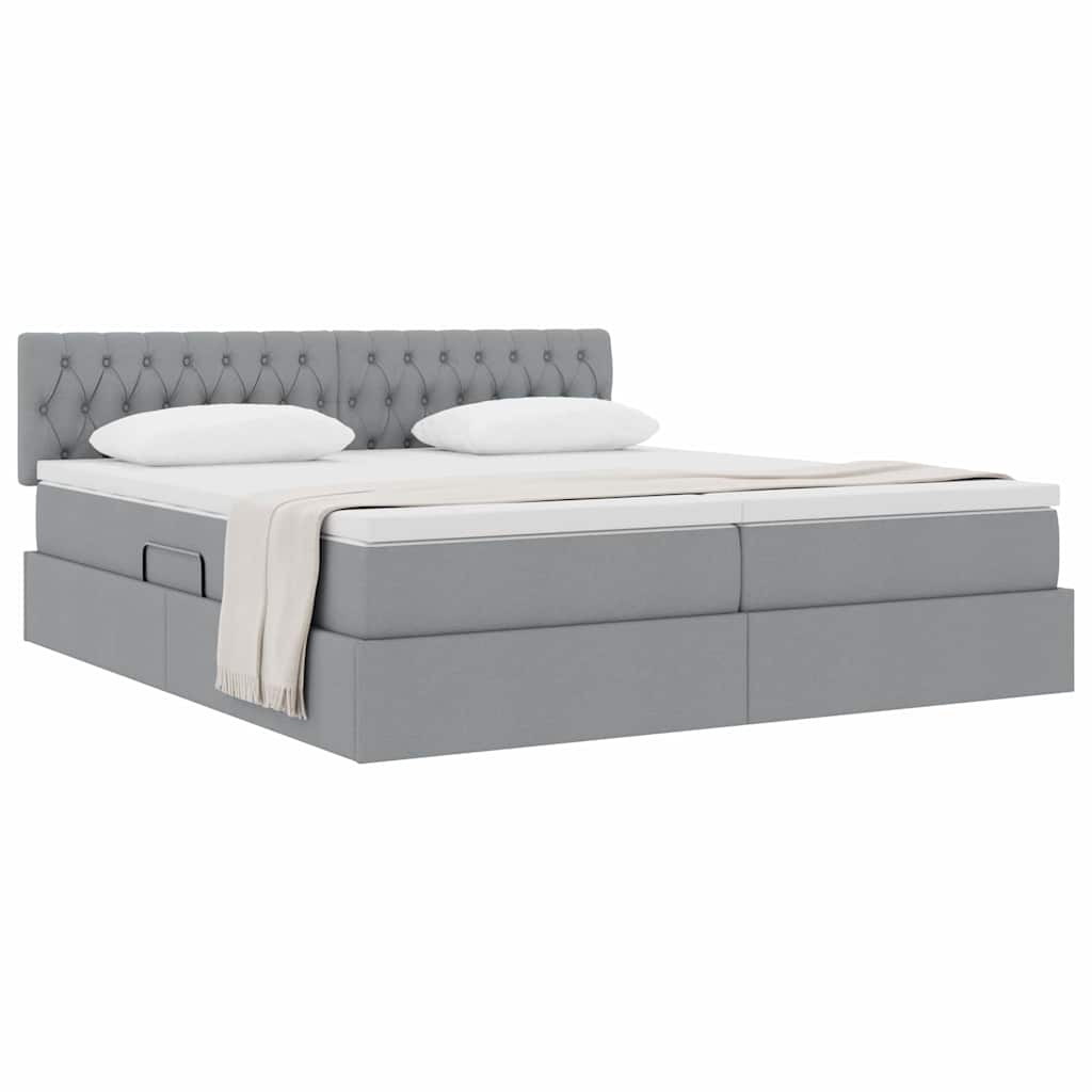 Letto con Contenitore con materasso Grigio chiaro 200 x 200 cm | homemem39