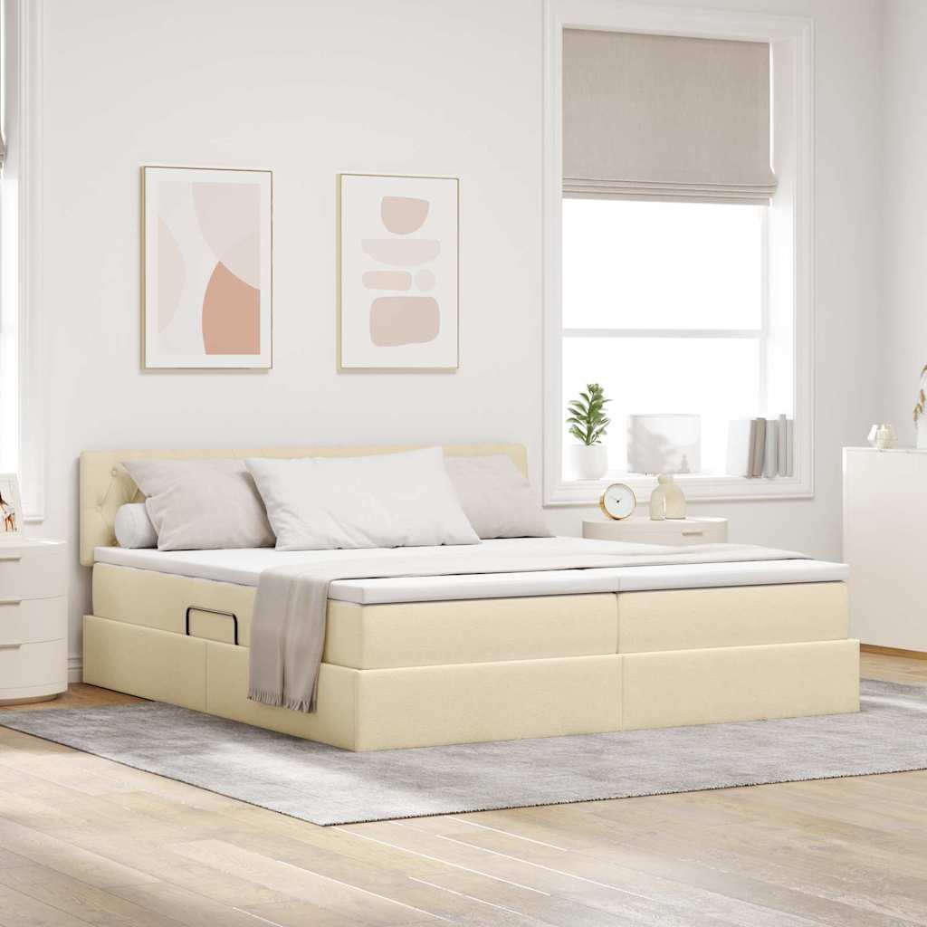 Letto con Contenitore Crema 200 x 200 cm Pelle Sintetica | homemem39