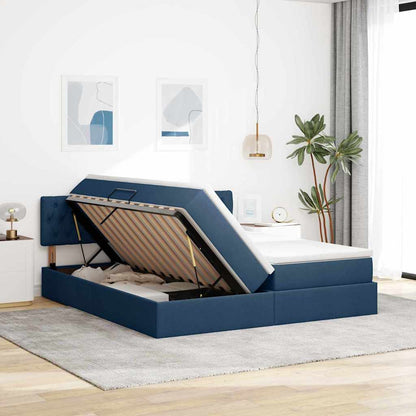 Letto con Contenitore Blu 200 x 200 cm Pelle Sintetica | homemem39