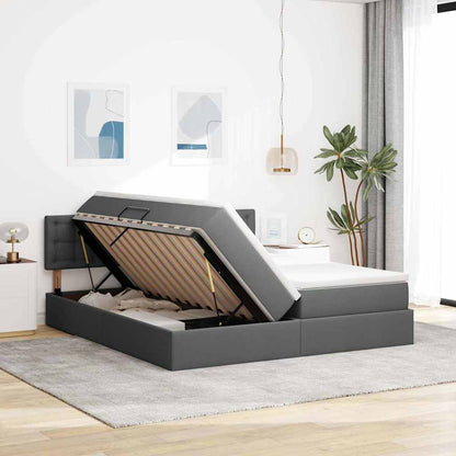Letto con Contenitore Grigio scuro 180 x 200 cm Pelle Sintetica | homemem39