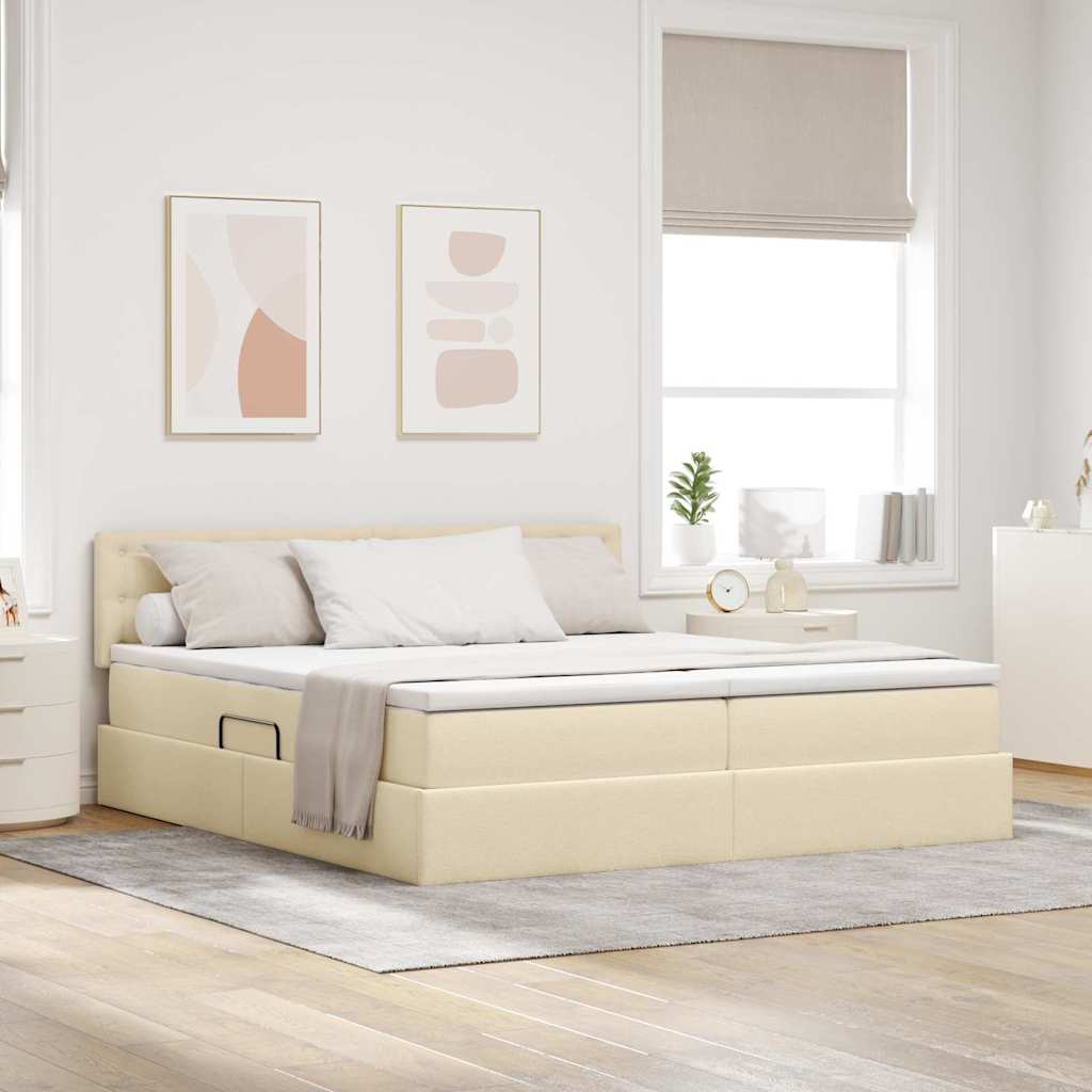 Letto con Contenitore Crema 180 x 200 cm Pelle Sintetica | homemem39