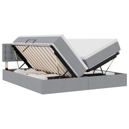 Letto con Contenitore con materasso Grigio chiaro 200 x 200 cm