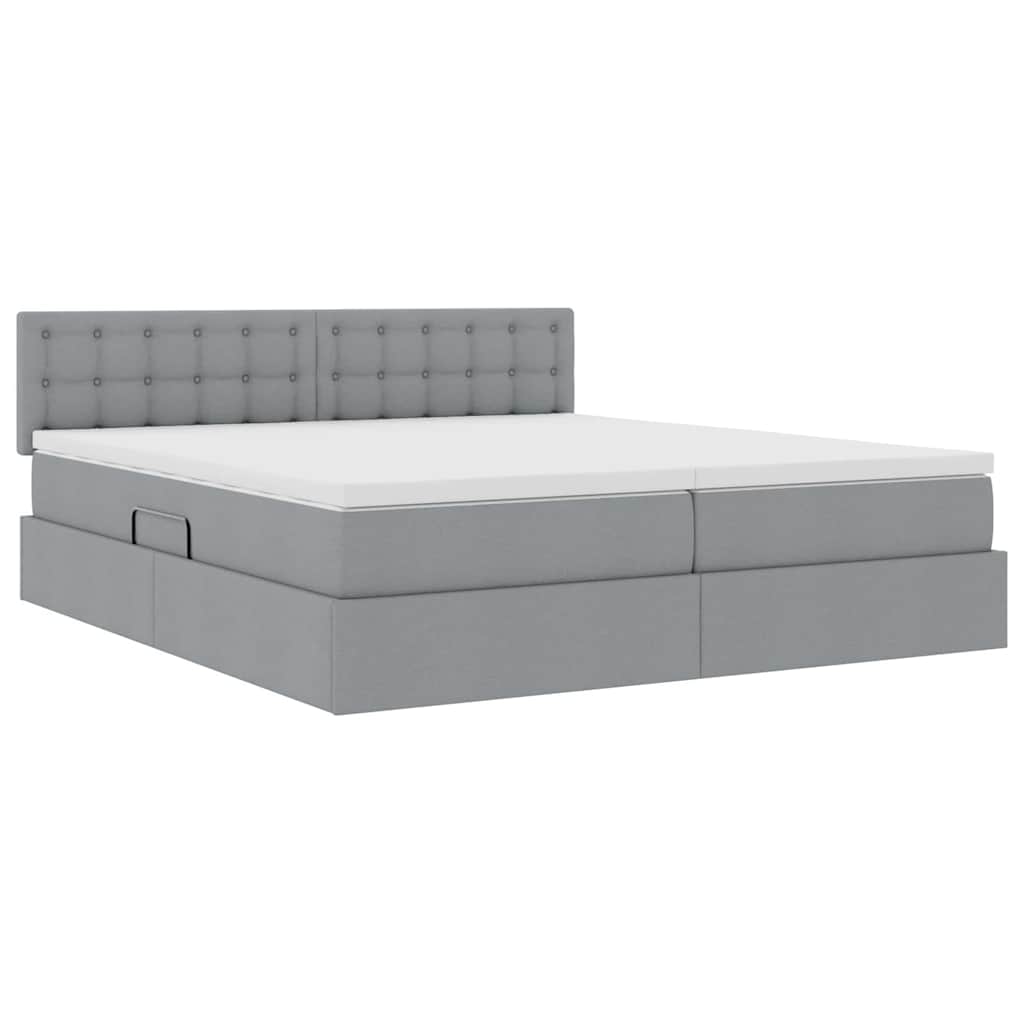 Letto con Contenitore con materasso Grigio chiaro 200 x 200 cm