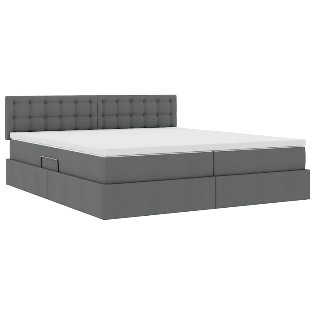 Letto con Contenitore Grigio scuro 200 x 200 cm Pelle Sintetica | homemem39