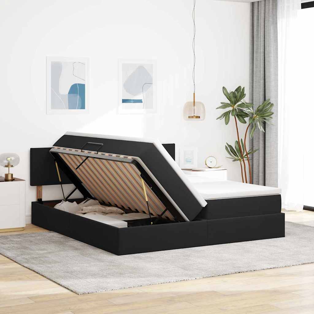 Letto con Contenitore con testiera Nero 90 x 200 cm | homemem39
