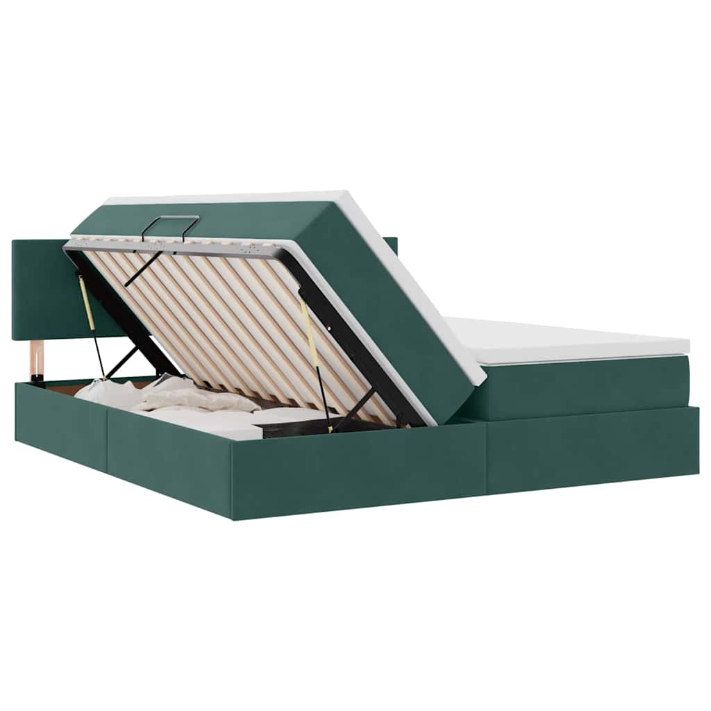 Letto con Contenitore con materasso Verde Scuro 90 x 200 cm | homemem39