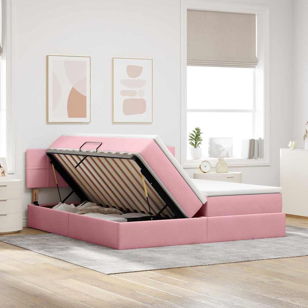 Letto con Contenitore con materasso Rosa 100 x 200 cm | homemem39
