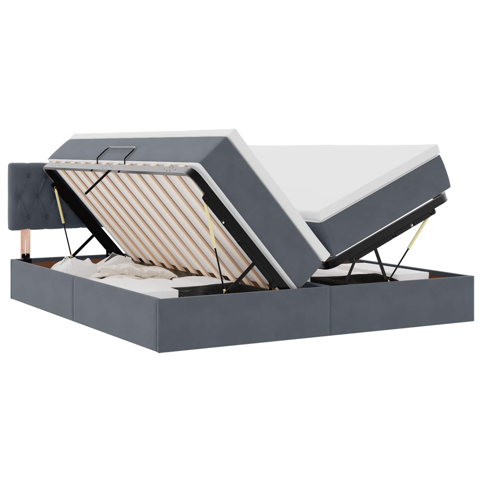 Letto con Contenitore con materasso Grigio scuro 100 x 200 cm | homemem39