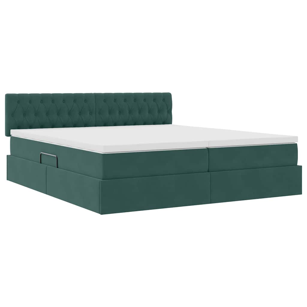 Letto con Contenitore con materasso Verde Scuro 100 x 200 cm | homemem39