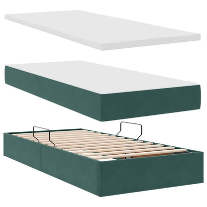 Letto con Contenitore con materasso Verde Scuro 100 x 200 cm | homemem39