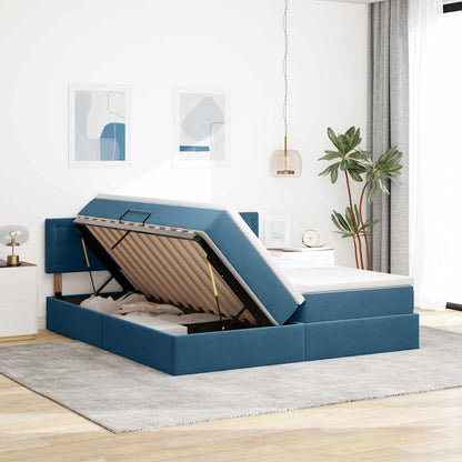 Letto con Contenitore con materasso Blu Scuro 100 x 200 cm | homemem39