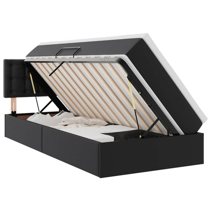 Letto con contenitore e LED Nero 90 x 190 cm Pelle Sintetica | homemem39