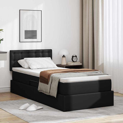 Letto con contenitore e LED Nero 90 x 200 cm Pelle Sintetica | homemem39