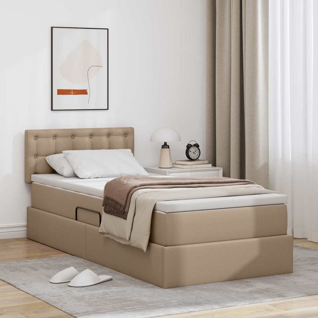 Letto con contenitore e LED con led Cappuccino 90 x 200 cm | homemem39