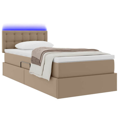 Letto con contenitore e LED con led Cappuccino 90 x 200 cm | homemem39