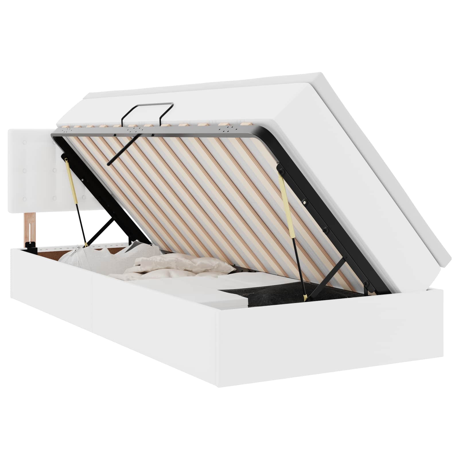 Letto con contenitore e LED con led Bianco Puro 100 x 200 cm | homemem39