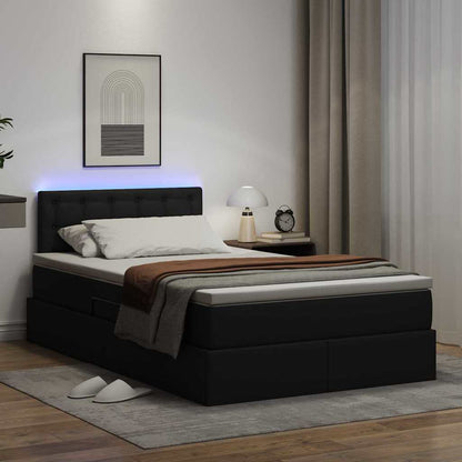Letto con contenitore e LED Nero 120 x 190 cm Pelle Sintetica | homemem39