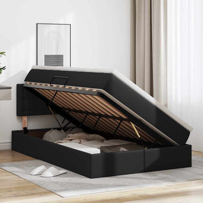 Letto con contenitore e LED Nero 120 x 190 cm Pelle Sintetica | homemem39