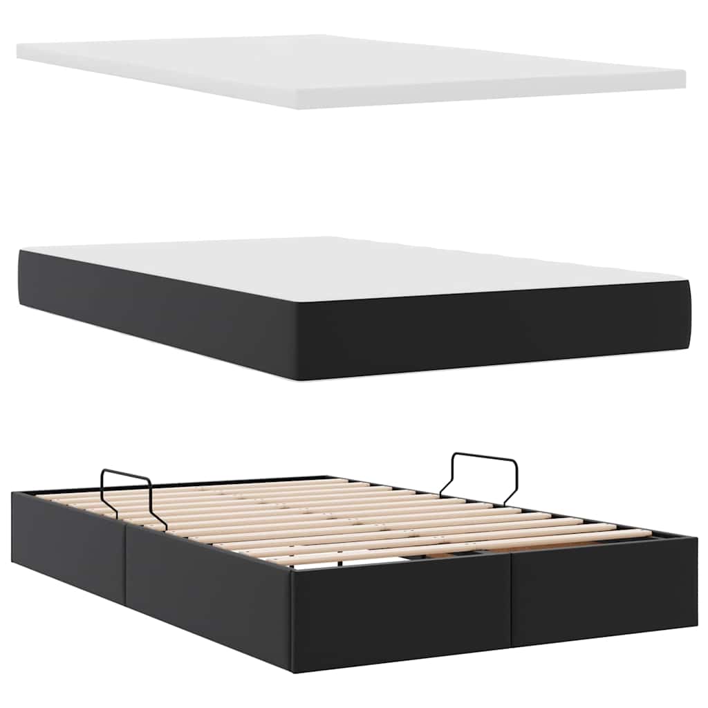 Letto con contenitore e LED Nero 120 x 190 cm Pelle Sintetica | homemem39