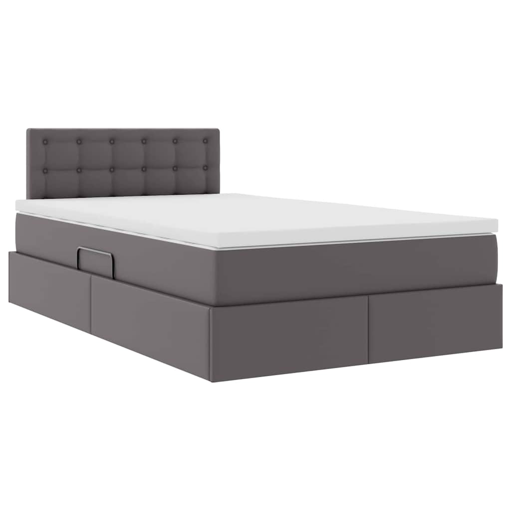 Letto con contenitore e LED Grigio 120 x 190 cm Pelle Sintetica | homemem39