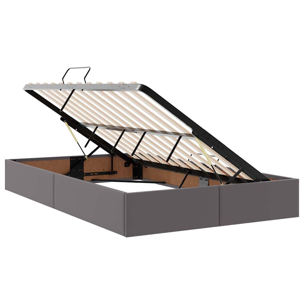 Letto con contenitore e LED Grigio 120 x 190 cm Pelle Sintetica | homemem39