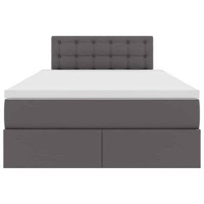 Letto con contenitore e LED Grigio 120 x 190 cm Pelle Sintetica | homemem39